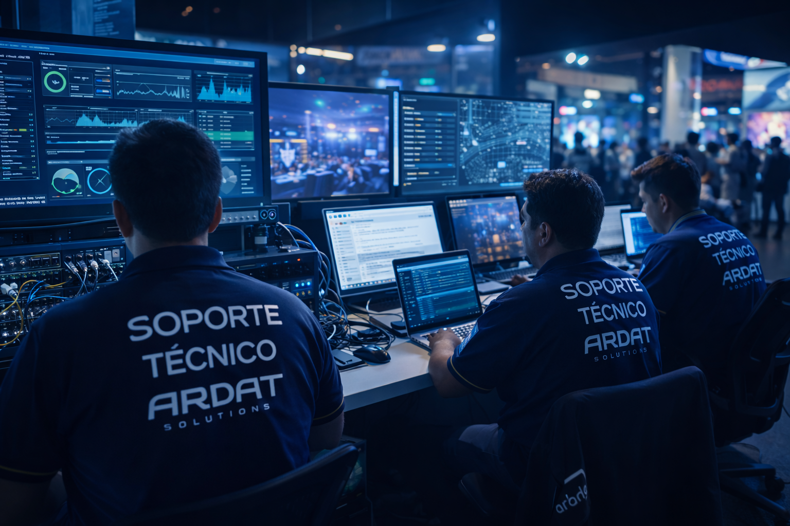 Equipo de Ardat Solutions operando conectividad y soporte en evento